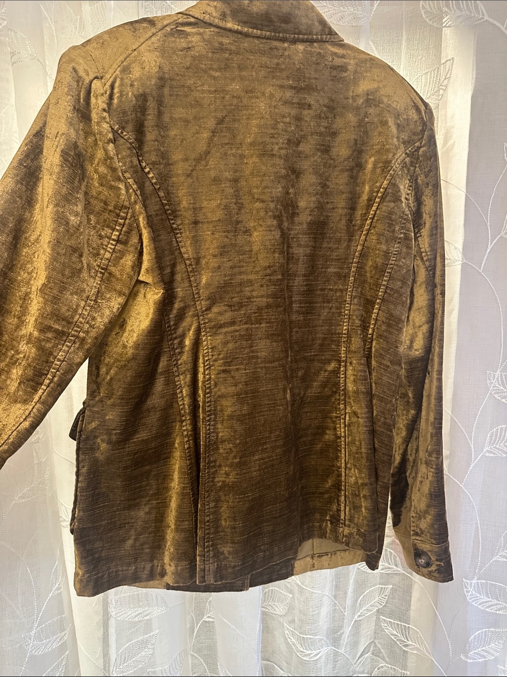 CAbi Women's Velvet Button-Front Jacket in Golden Brown - Picture 5 of 9